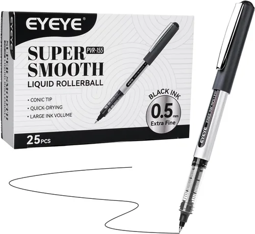 Vista 10 de EYEYE Bolígrafos de rodillo de 0.5mm, 4 negros 4 azules de punta extra fina de secado rápido, bolígrafos de tinta líquida de punta fina, bolígrafo