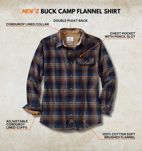 Vista 2 de Legendary Whitetails Camisa de franela de manga larga con botones para hombre, 100% algodón