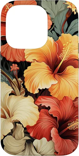 Vista 17 de Hawaiian Tropical Design Yellow Red Hibiscus Plumeria Case for iPhone 17