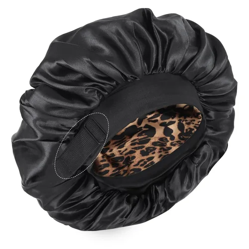 Vista 13 de Gorro de seda para dormir, gorro de satén de doble capa, ajustable, para mujeres negras, gorro de dormir reversible para sombreros de cabello rizado
