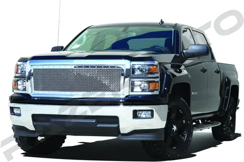 Vista 5 de Rejilla de malla con remache cromado, rejilla de repuesto completa de fábrica para Chevy Silverado 1500 2014-2015
