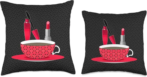 Vista 3 de Start Every Day Bright Designs Ready for The Day - Cojín de máscara de café y lápiz labial (16.0 x 16.0 in), multicolor
