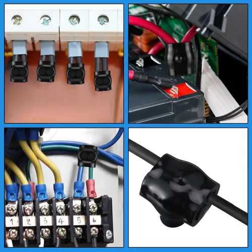 Vista 6 de Copkim 5 piezas de conectores de cable aislados de 2 puertos con empalme en línea de aluminio, conector de grifo de tapa precargado con inhibidor