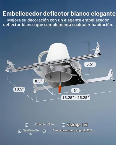 Vista 2 de Sunco - Paquete de 12 luces de lata de 4 pulgadas para carcasa de nueva construcción, carcasa de lata empotrada para techo, cable duro, conector