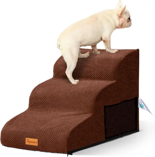 Vista 11 de 2-Step Dog Stairs for Small Dogs, Non-Slip Foam Pet Steps for Low Couch Bed Negro