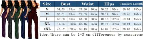 Vista 3 de Womens Jumpsuits Elegant Plus Size Sexy Long Sleeve Party Clubwear Casual Rompers for Womens Glitter Sparkly Dressy Pants