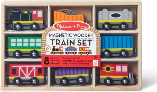 Vista 4 de Melissa & Doug – Tren de madera, vagones de tren