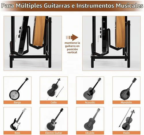 Vista 8 de YAKANJ Mesa Auxiliar con Soporte para Guitarra, Soporte para Tocadiscos, Almacenamiento para Discos de Vinilo, Soporte de 2 Niveles para Guitarra