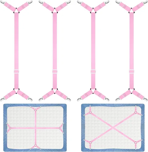 Vista 9 de Morcheiong Correas de sujeción para sábanas ajustables con clips para sábanas para ropa de cama, amarres, juego de 2