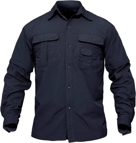 Vista 2 de TACVASEN Camisa de manga larga convertible transpirable de secado rápido con protección UV para hombre