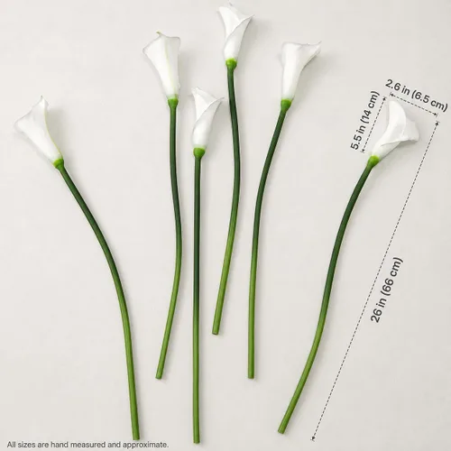 Vista 4 de FiveSeasonStuff Real Touch - Flores artificiales de lirio de cala, arreglos florales para bodas (25 pulgadas, 6 tallos largos, blanco primaveral)