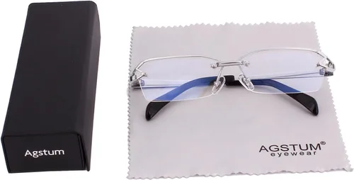 Vista 6 de Agstum - Gafas de titanio de lujo con montura de lentes transparentes