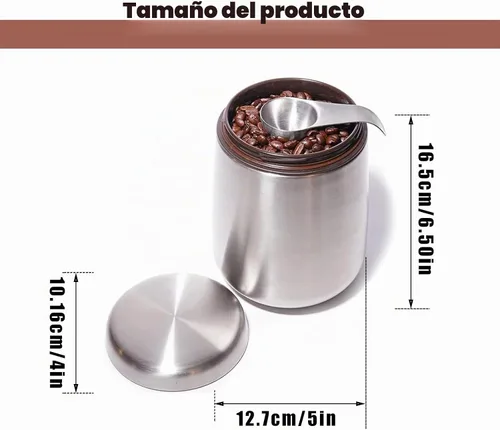 Vista 5 de MEKBOK Recipiente de café, recipiente hermético para granos de café con cuchara magnética (18 onzas)