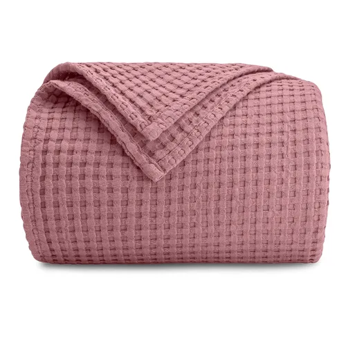 Vista 13 de Comfy Cubs Manta de bebé con tejido de punto gofre, manta de algodón de 40 x 40 pulgadas con diseño texturizado, manta ligera para cama, cuna Blush