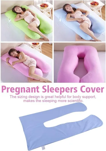 Vista 7 de Funda de almohada en forma de U para maternidad/embarazo, algodón suave de cuerpo completo, tela de repuesto con funda extraíble con cremallera