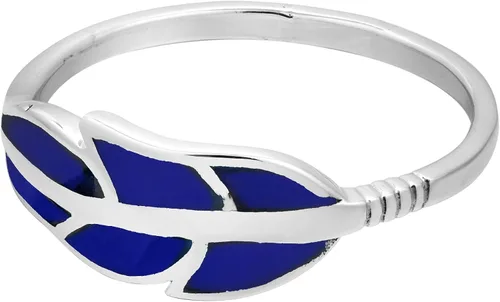 Vista 2 de AeraVida Anillo de plata de ley 925 con incrustaciones de lapislázuli azul de imitación de plumas flotantes