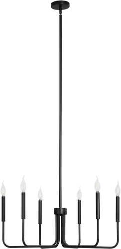 Vista 9 de VEVOR Candelabro de 6 Luces, Candelabro de Metal Estilo Granja, Altura Ajustable, Lámpara Colgante de Comedor para Techos, Candelabro Moderno