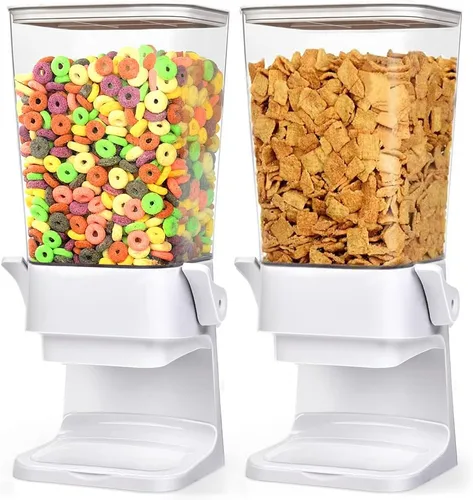 Vista 10 de Dispensador de cereales para encimera, contenedores grandes de almacenamiento de cereales, dispensador para despensa, dispensador de alimentos secos