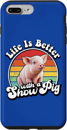 Vista 12 de Mens Womens Retro Vintage Life is Better Cute Show Pig Lover Case for iPhone 17