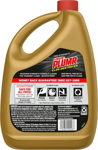 Vista 12 de Clorox Liquid-Plumr Pro-Strength - Destructor de obstrucciones, limpiador de drenaje líquido, 80 onzas líquidas (el paquete puede variar)