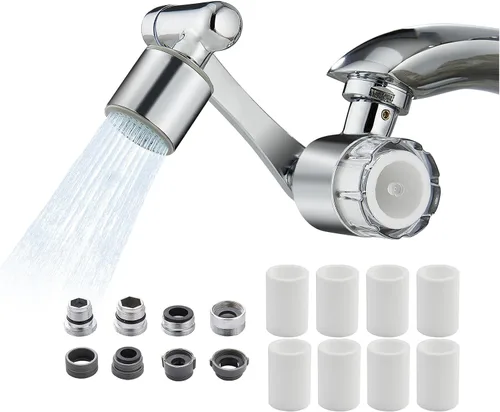 Vista 9 de YYKBZ 1440° Extensión de Filtro de Agua Giratoria para Lavabo Aireador, 2 Modos Giratorios para Lavado de Cara y Ojos en Baño/Cocina, Extensión