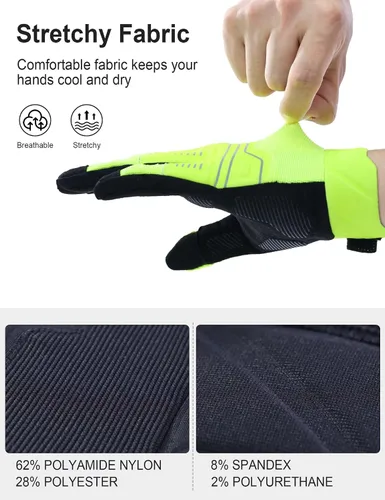 Vista 3 de INBIKE Guantes de ciclismo de montaña unisex, guantes de ciclismo de dedo largo con almohadilla antideslizante que absorbe los golpes