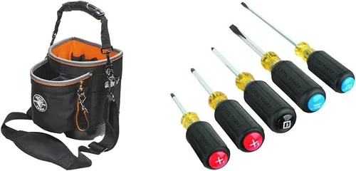 Vista 12 de Klein Tools 55419SP-14 Bolsa de herramientas con correa para el hombro tiene 14 bolsillos para almacenamiento de herramientas, puede adaptarse a