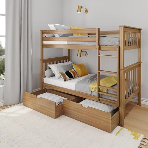 Vista 17 de Max & Lily - Litera, marco de cama individual sobre cama matrimonial para niños, color azul. Climb with Confidence, Sturdiness Redefined