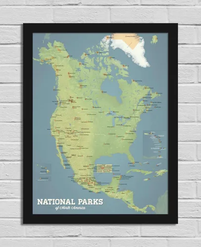 Vista 5 de Best Maps Ever Póster de mapa de parques nacionales de América del Norte, 18 x 24 pulgadas (verde y aguamarina)