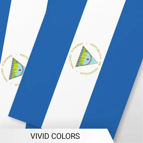 Vista 6 de G128 Bandera nicaragüense de Nicaragua Bandera de 8.2 x 5.5 pulgadas, cuerda completa de 33 pies Poliéster 150D impreso, decoraciones para bar