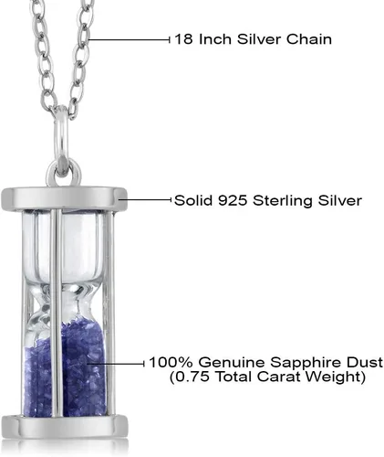Vista 5 de Gem Stone King Colgante de reloj de arena de plata de ley 925 con cadena de polvo de piedras preciosas de 0,75 quilates de 18 pulgadas