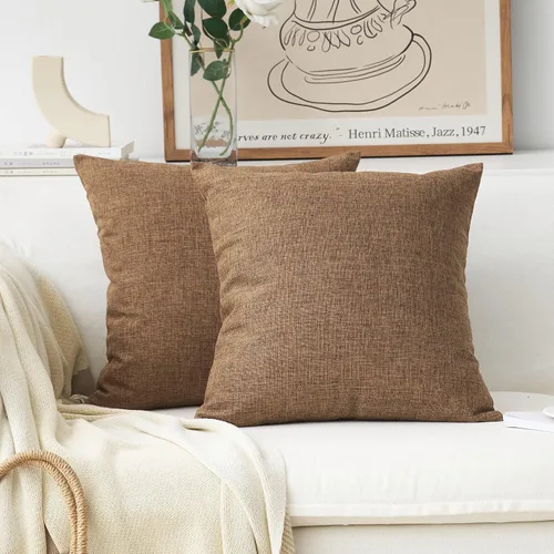 Vista 19 de Home Brilliant Fundas de Almohada de Lino con Forro para Cojines Decorativos de Otoño de Arpillera, Juego de 2, 16 x 16 pulgadas, Negro