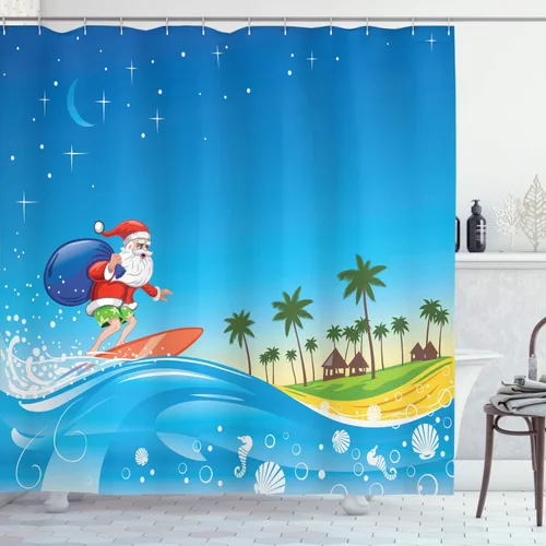 Vista 19 de Creative Bath cortina de regadera en tela impermeable con pintura en estéreo, de 72 x 72 pulgadas Verde Blanco Marrón
