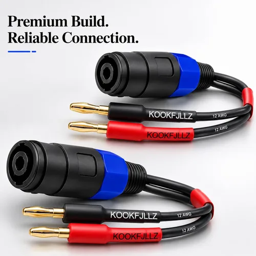 Vista 8 de Adaptador de cable de altavoz, conector banana de 0.157 in a conector hembra Speakon, cable de audio profesional de 12 AWG para amplificadores