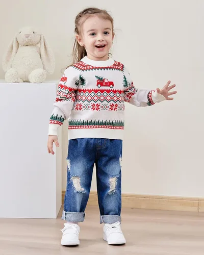 Vista 2 de SANMIO Abrigo de algodón con botones para bebé, diseño de ciervo navideño