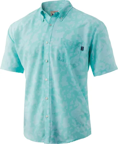 Vista 37 de HUK Camisa Kc Scott estampada Kona, camisa de rendimiento con botones de manga larga para hombre Fish Chaos - Blanco
