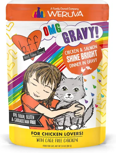 Vista 18 de Weruva B.F.F. OMG - Best Feline Friend Oh My Gravy!, Booya! - Alimento para gatos con carne de res y pollo en salsa, bolsa de 2.8 onzas
