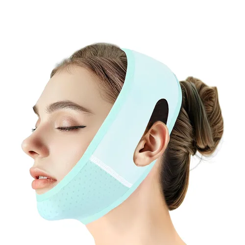 Vista 7 de Máscara reutilizable de línea V con correa para la barbilla, máscara facial en forma de V para flacidez, ejercitador de mandíbula (Negro)