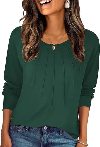 Vista 16 de Zeagoo Blusas de otoño para mujer, camisas de manga larga, blusas casuales de algodón, blusas plisadas elegantes 2025