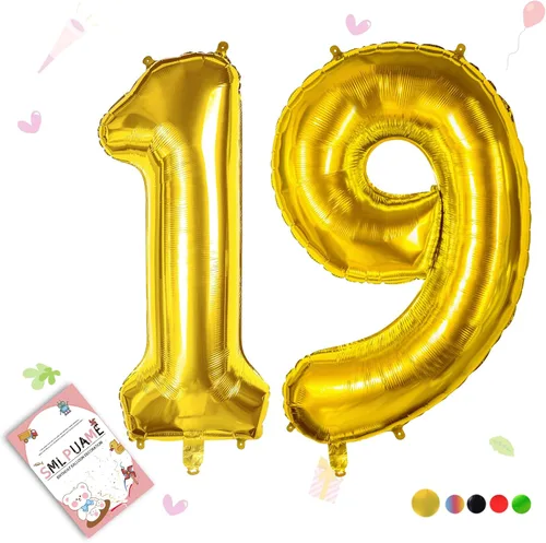 Vista 128 de Globos grandes de 40 pulgadas de números del 0 al 9, globos numéricos para decoración de fiesta de cumpleaños, globos de helio de aluminio