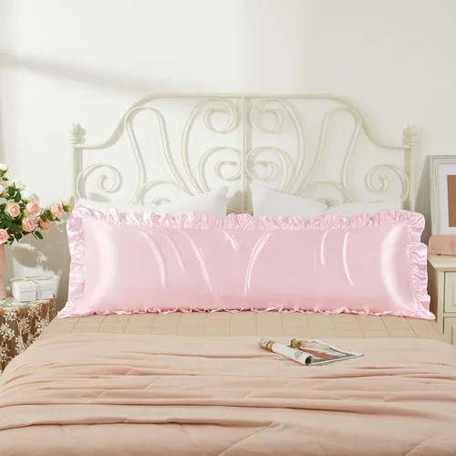 Vista 25 de Fundas de almohada de satén negro con volantes para el cabello y la piel, juego de 2 fundas de almohada de seda negras de tamaño estándar con cierre