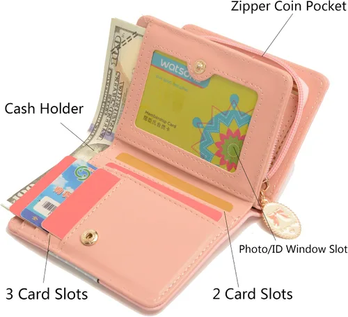 Vista 2 de Ecohaso Carteras para niñas y mujeres, monederos para adolescentes, lindo gato, cartera con patrón de gatito, monedero, organizador de tarjetas