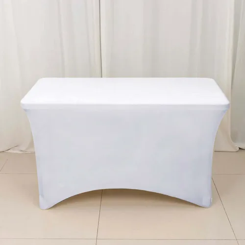 Vista 18 de Efavormart - Mantel rectangular de elastano elástico beige de 4 pies
