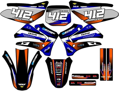 Vista 8 de TTR 125 SURGE 2000-2007 Kit de base gráfica Senge negro compatible con Yamaha