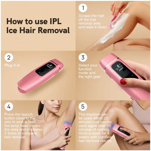Vista 6 de AJJ - Dispositivo de depilación IPL con función de enfriamiento de hielo, dispositivos de depilación ligera para depilación corporal y cara