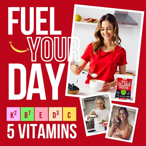 Vista 5 de anocin Péptidos de colágeno múltiple con prebióticos + probióticos + tipo I, II, III, V, X + polvo de colágeno hidrolizado con vitamina C+D3+B7+K2+E