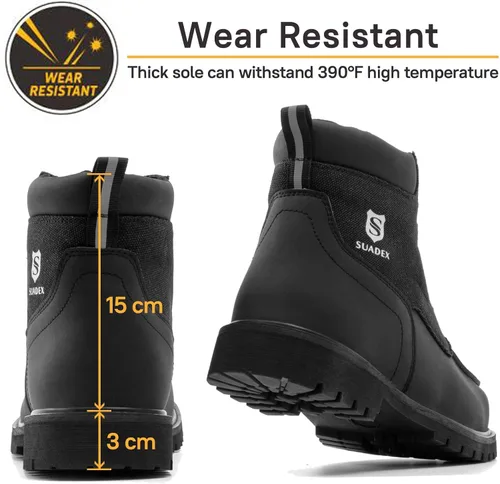 Vista 9 de SUADEX Botas con punta de acero para hombre, impermeables, zapatos de trabajo unisex indestructibles