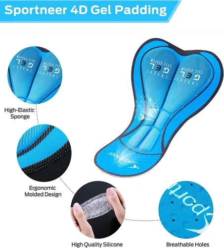 Vista 3 de Sportneer Pantalones cortos de ciclismo acolchados para hombre, pantalones cortos acolchados con bolsillos para ciclismo de montaña y carretera