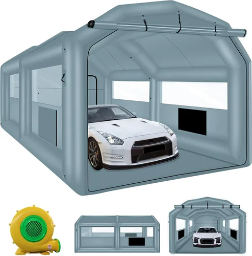 Vista 8 de XHYCPY Cabina de pulverización inflable de 13.5 x 8.5 x 8.5 pies, tienda de campaña inflable portátil con soplador de 750 W y sistema de filtro