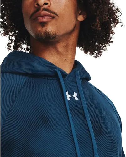 Vista 4 de Under Armour - Sudadera entallada de vellón con capucha para hombre modelo Rival